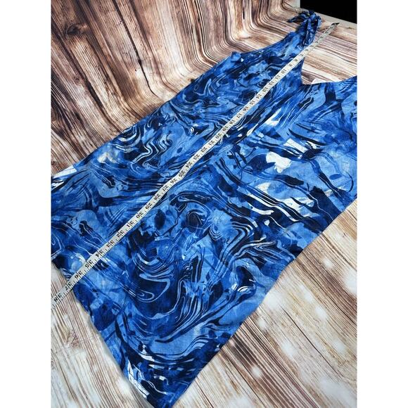 Peyton & Parker Linen Blend Size Medium Blue Midi Tank Top Beach Dress Pockets - Picture 3 of 6
